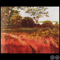 PAISAJE CON ÁRBOLES - Óleo de JUAN ANSELMO SAMUDIO 